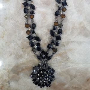 BLACK/TAN RHINESTONE 17" NECKLACE